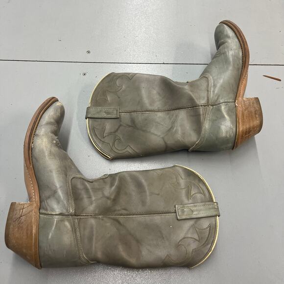 VTG Gray Distressed Dingo Western Cowboy Boots Made IN USA SZ 9.5 - Picture 6 of 8